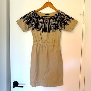Gap Khaki / Black Print Dress w/ Pockets • Size 0